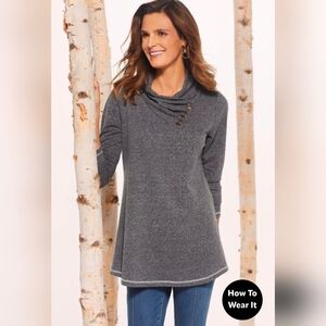 Soft Surroundings ~Long sleeve XL Bently top in Dark Grey~ NWT